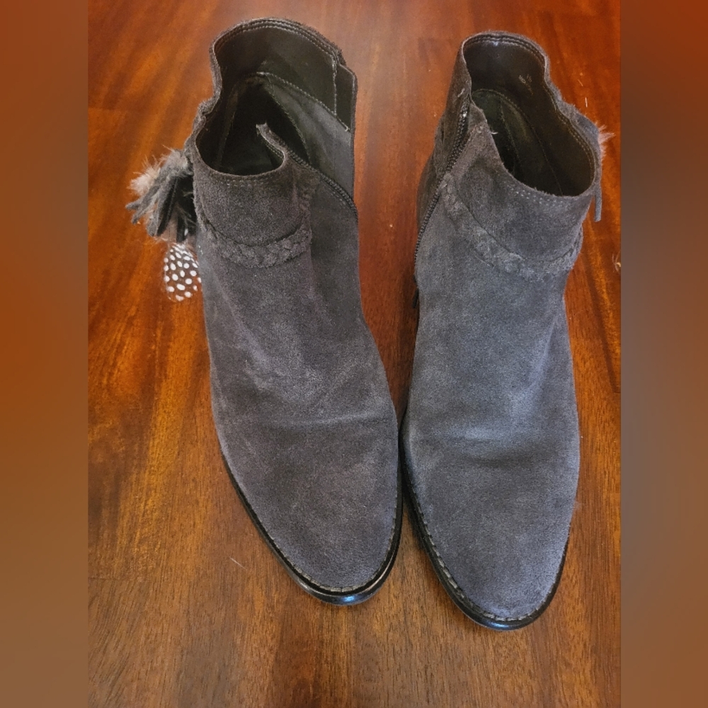 Gray Suede Ankle Boots